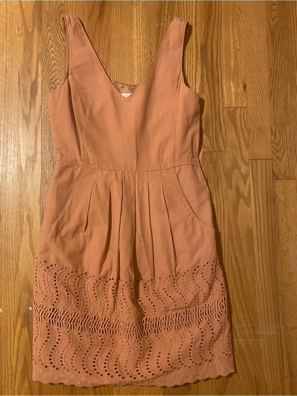J. Crew Terra Cotta Sleeveless Eyelet-Hem Dress Lined